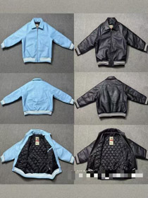 Corteiz Solid Color Lapel Collar Zip-Up Long-Sleeve Leather Jacket-5029  